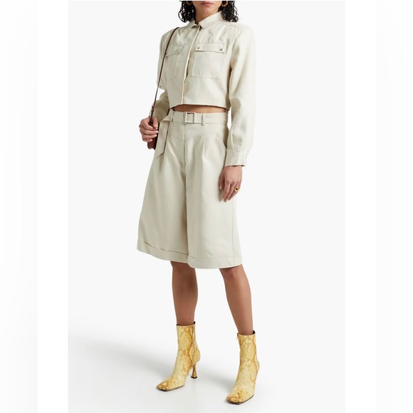 Jonathan Simkhai Belted Cutout Twill Playsuit Cream Linen Women’s Size 2 NWT - Picture 2 of 14